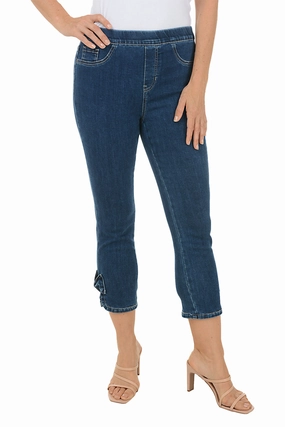 Bow Pull-On Denim Capri Pant Flexibility Fit