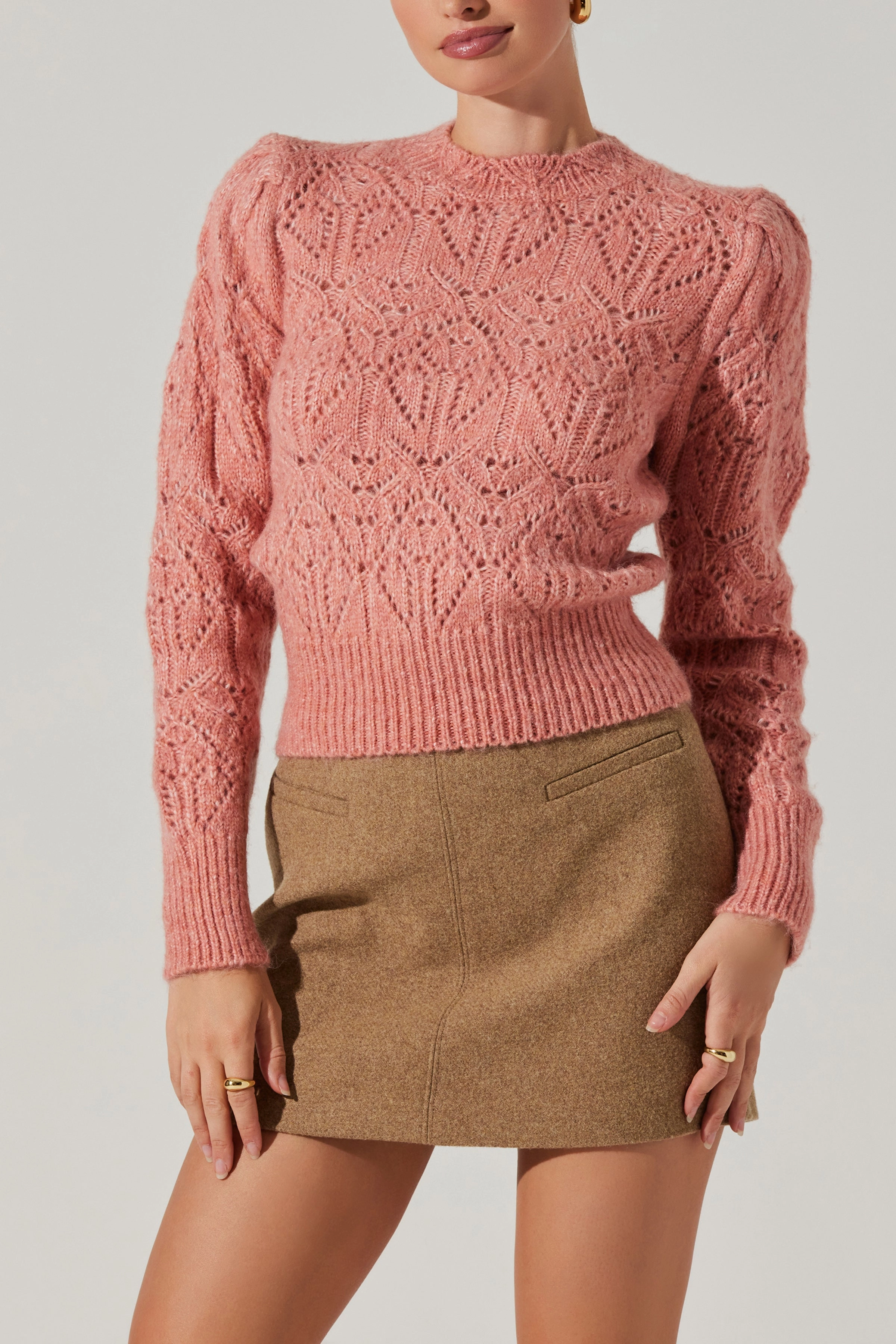 Tailored Placket Evy Sweater Coral Quartz
