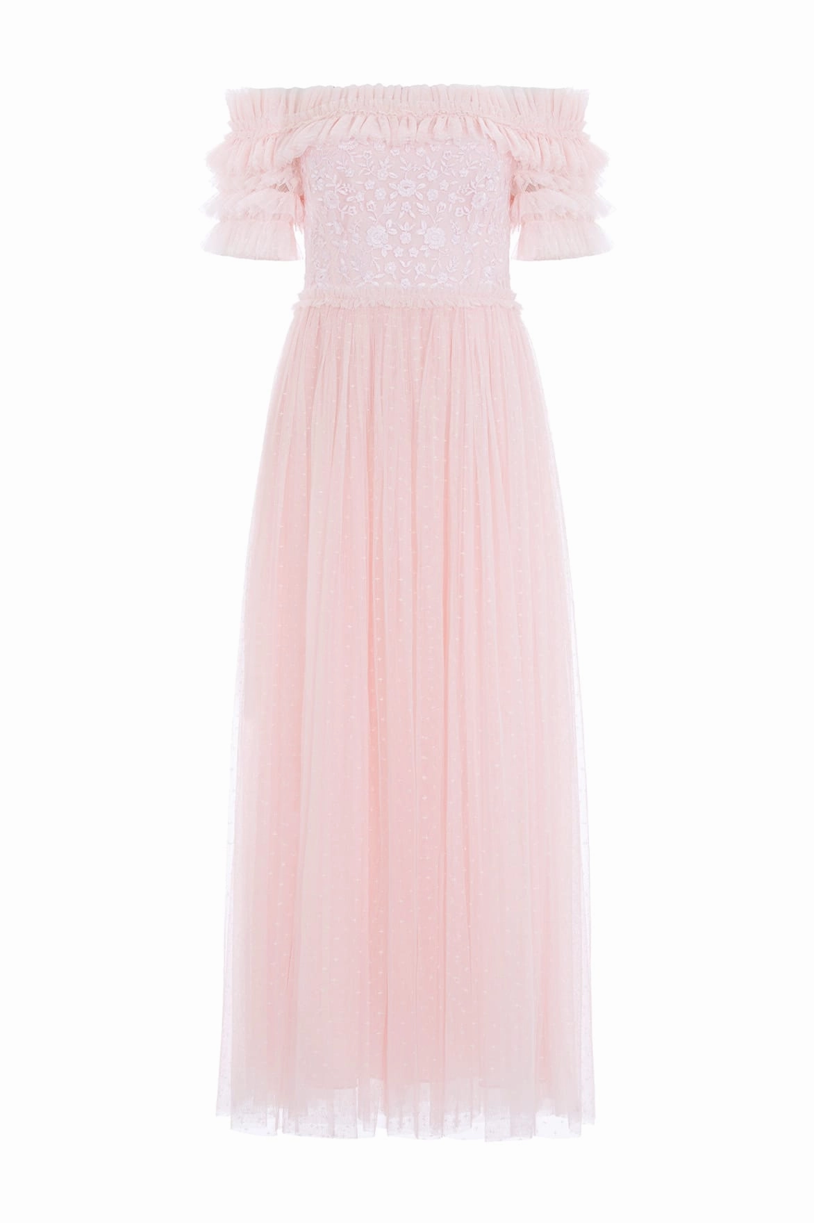 Travel Edge Relaxed and stylish Midsummer Lace Bodice Off-Shoulder Ankle Gown