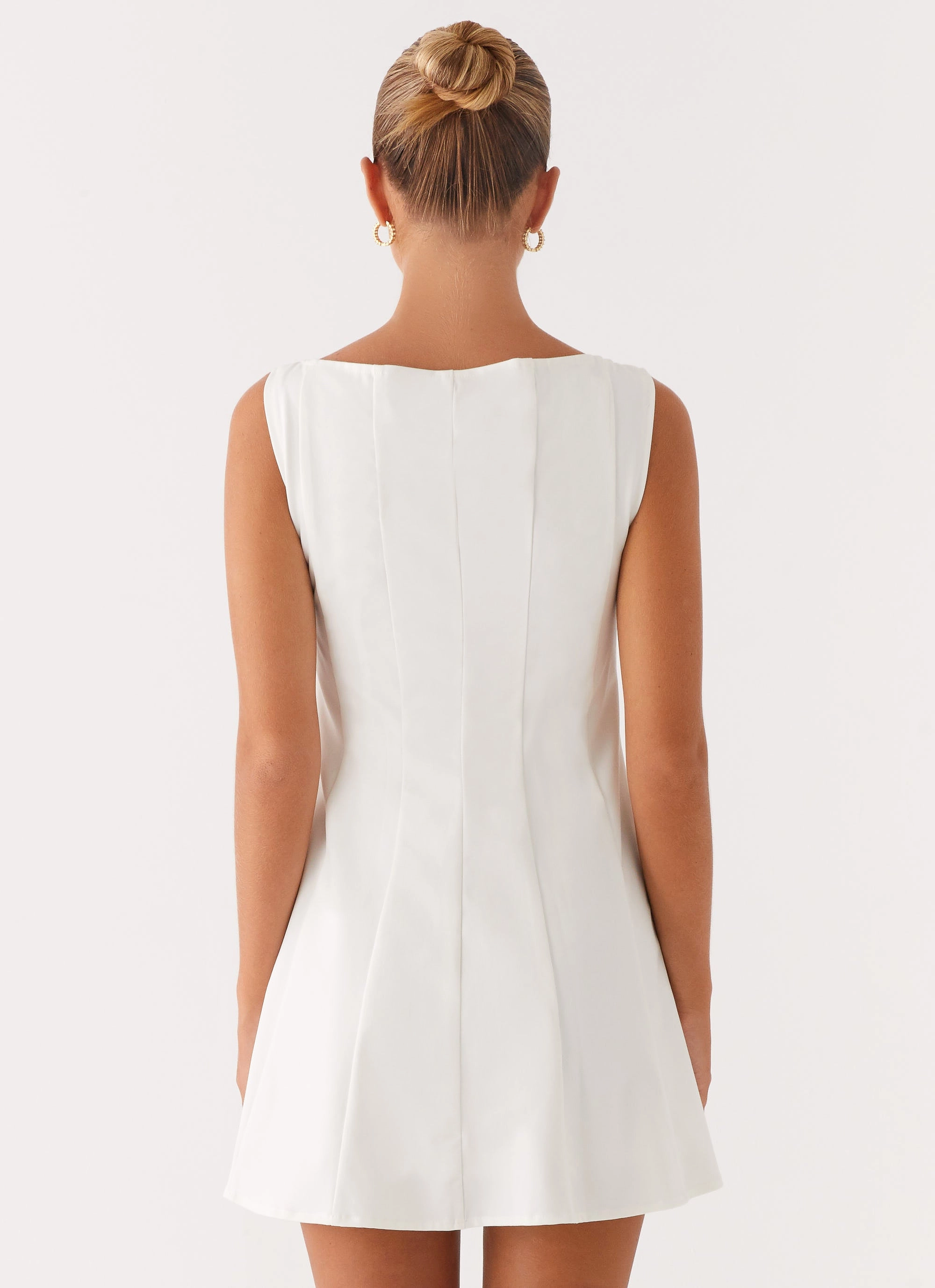 Gloss Accent Wool-Blend Emelie Mini Dress - White