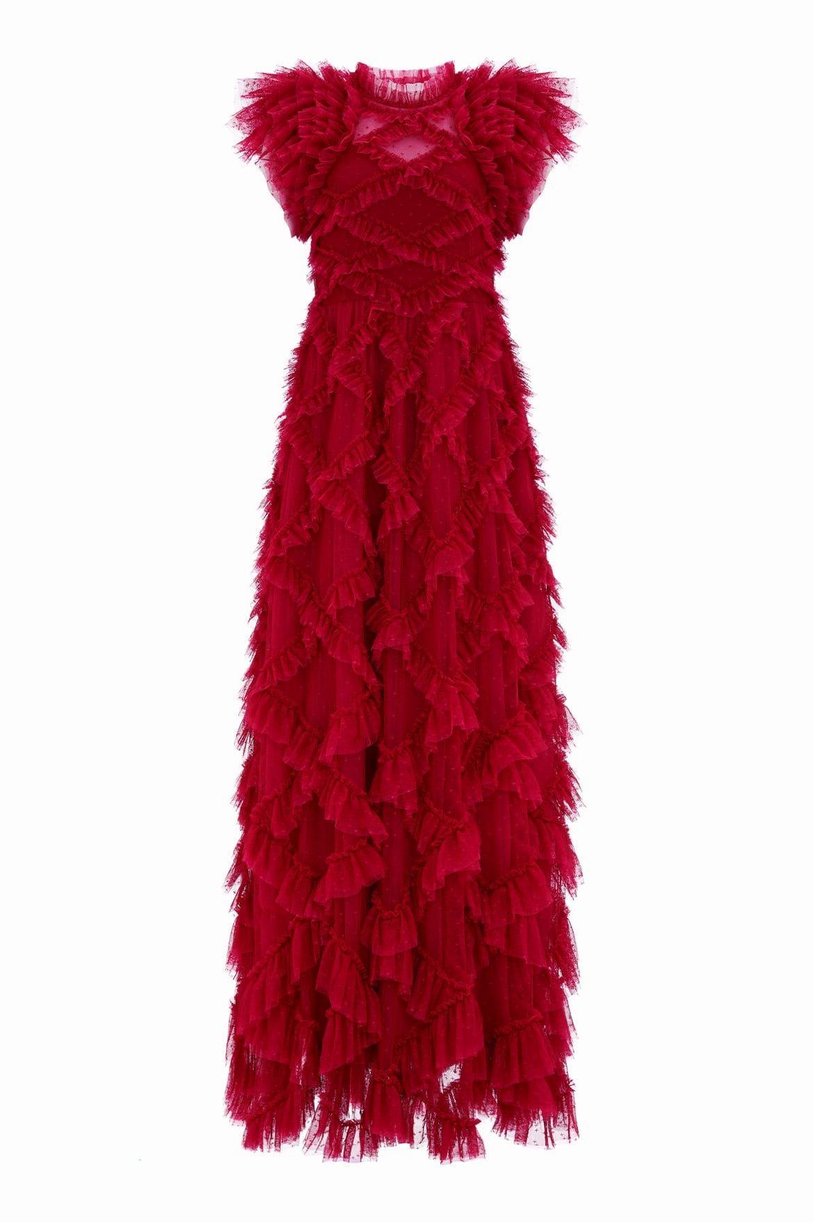 Genevieve Ruffle Gown Timeless Waist Flowy Texture