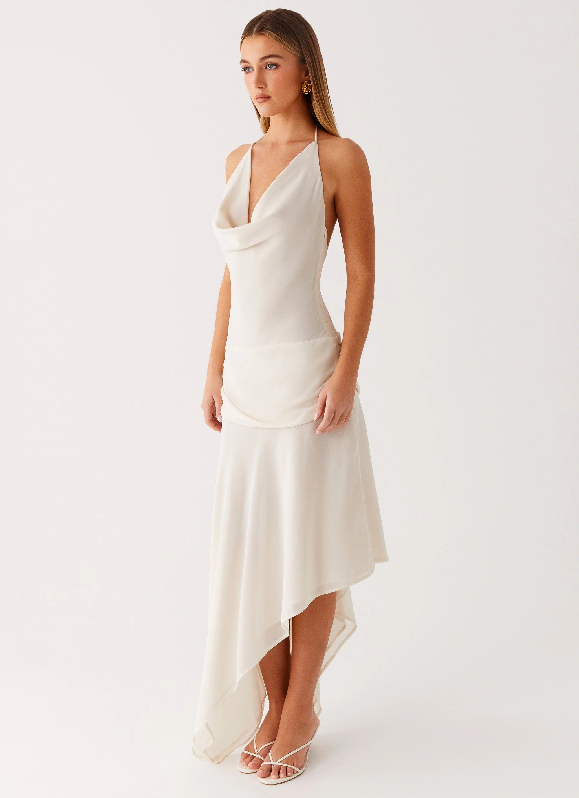 Floral Pattern Nyra Midi Dress - Cream