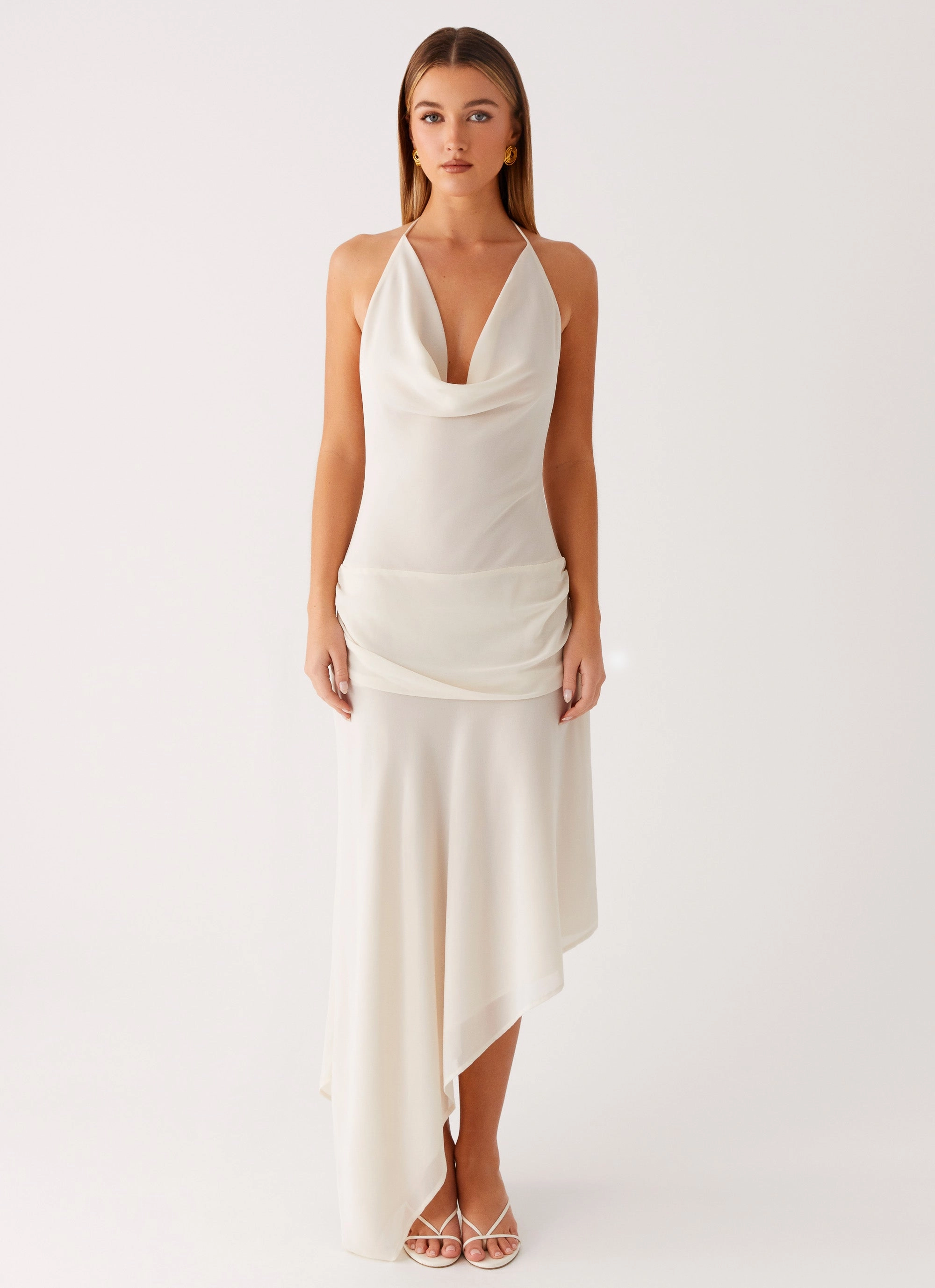 Nyra Midi Dress - Cream Comfortable Waistband