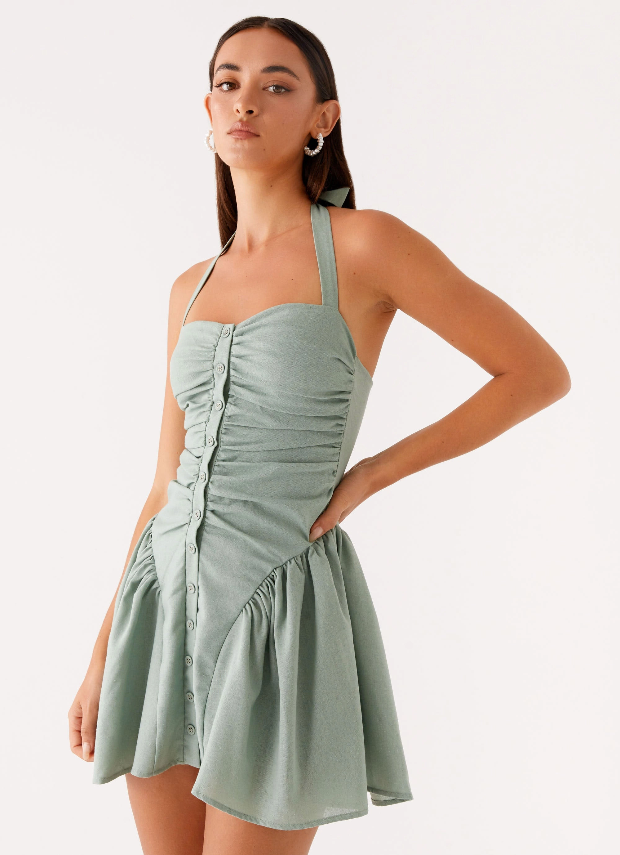 Fable Mini Dress - Sage Quiet Luxury Comfy Layers