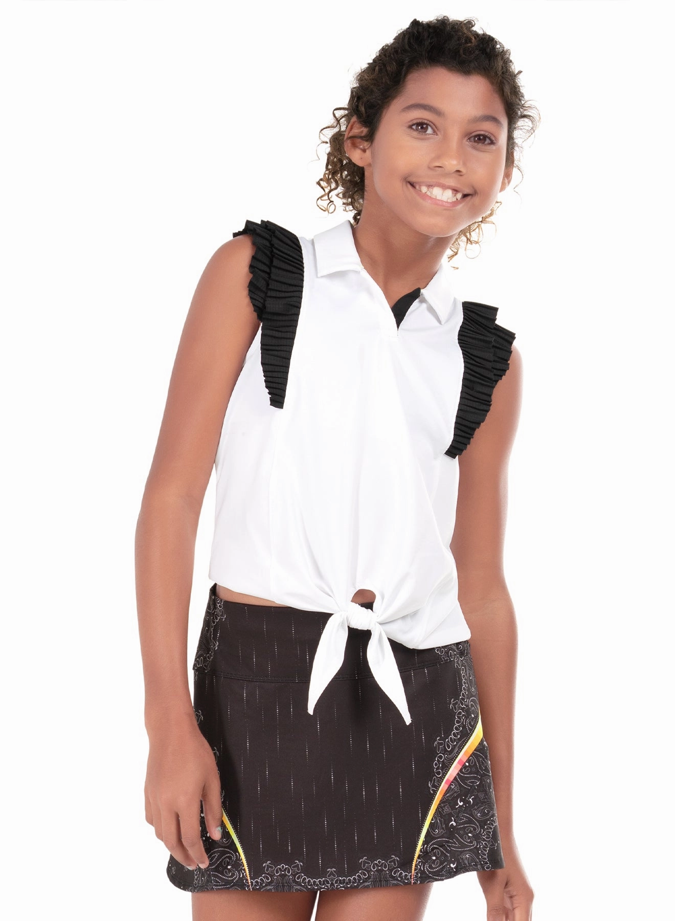 Drop Shoulder Design Preppy Tie Polo