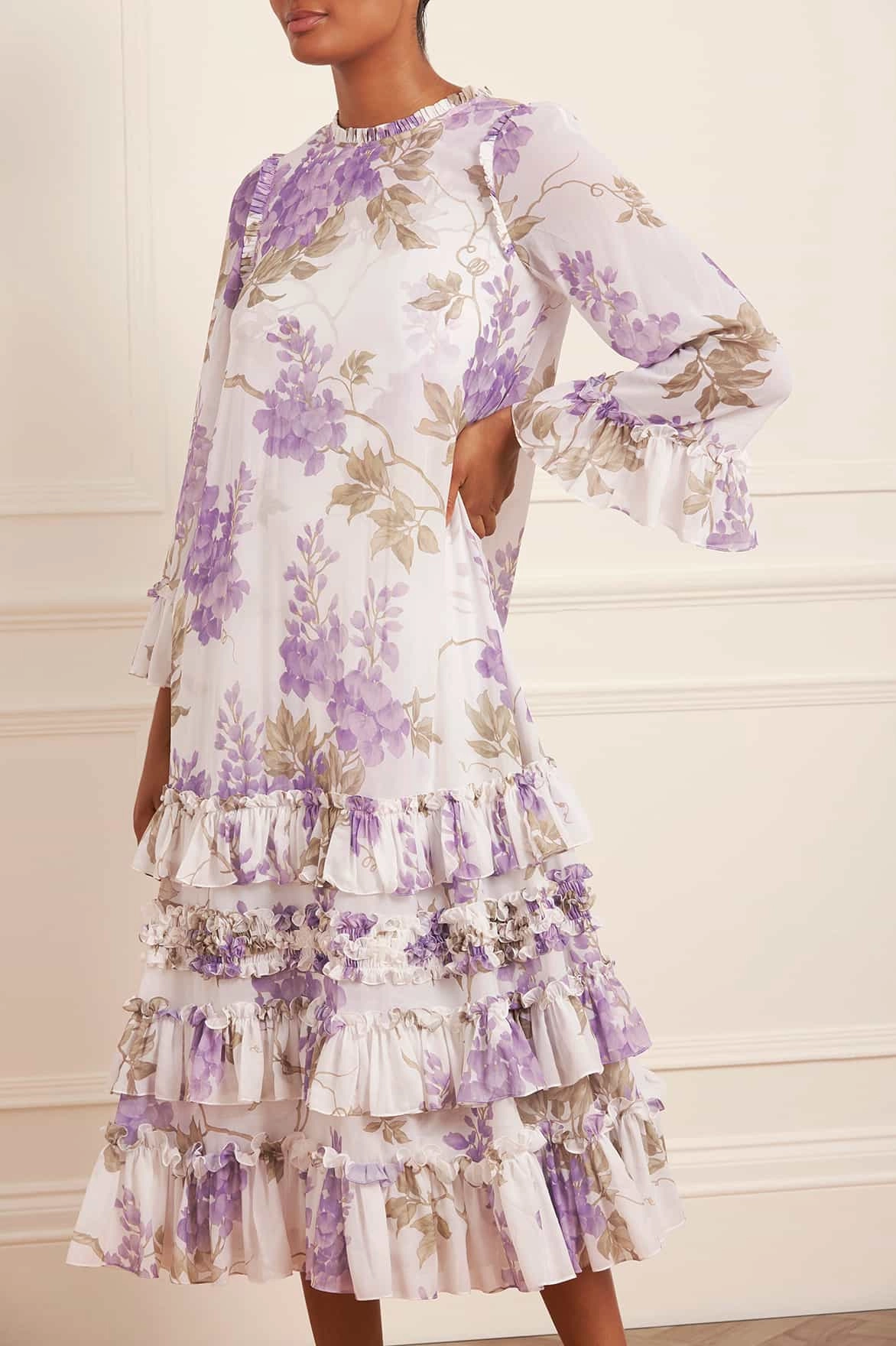 ReversibleStyle Wisteria Chiffon Round Neck Ankle Gown