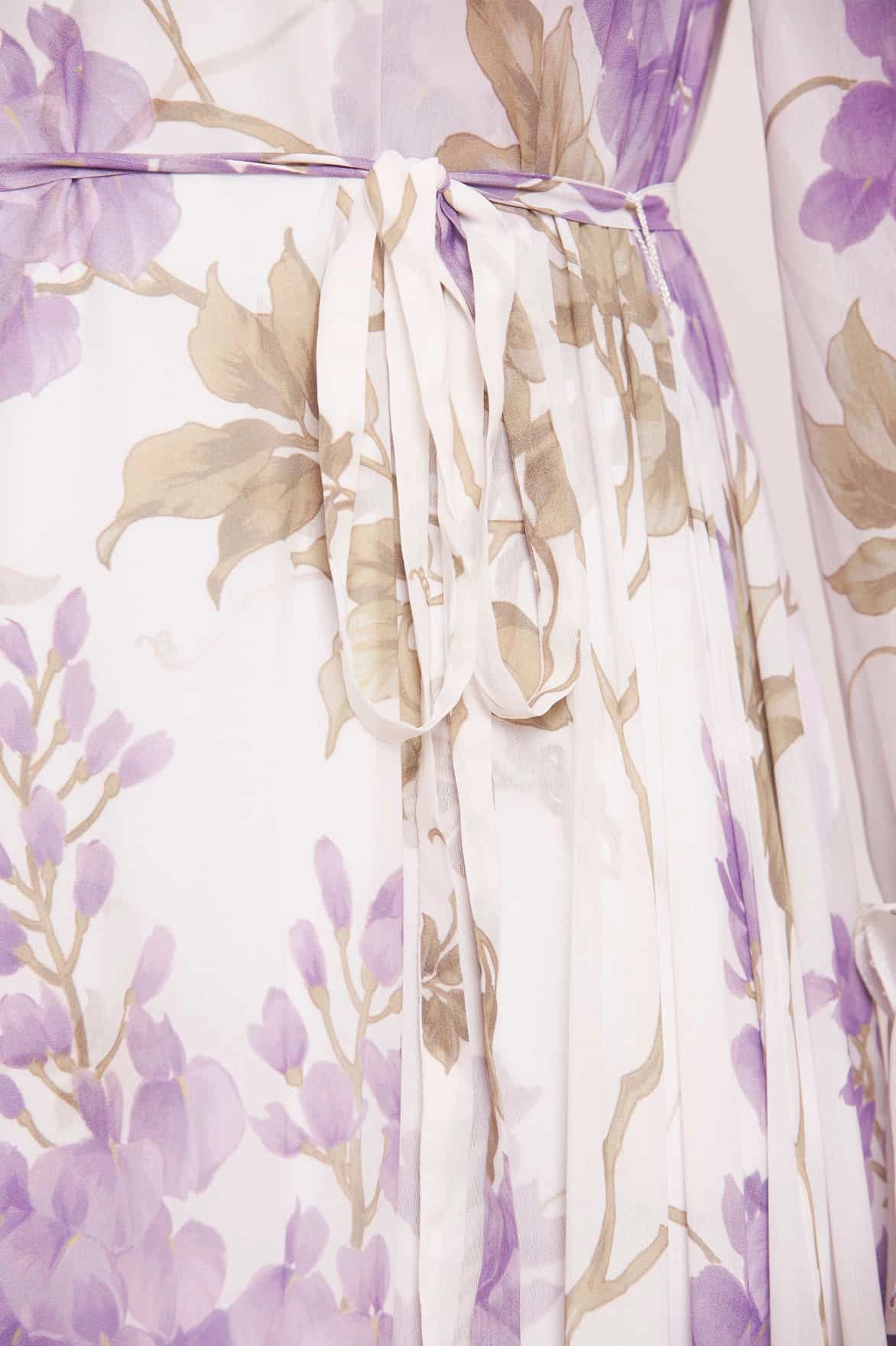 Wisteria Chiffon Round Neck Ankle Gown Figure-Skimming