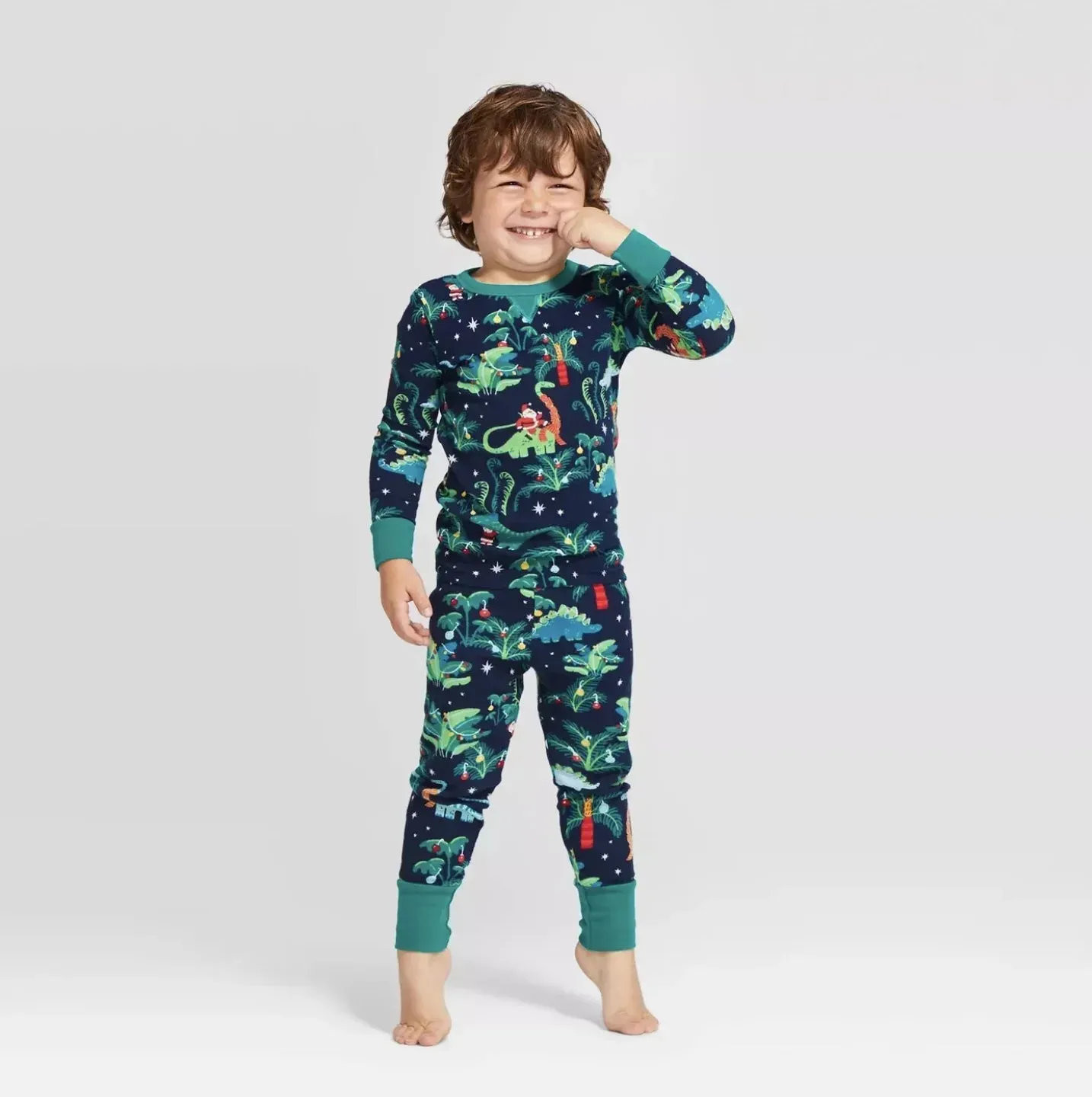 Family Christmas Matching Outfits 2023 Mother Father Kids Pajamas Set  Baby Dog Romper Dinosaur Print Sleepwear Xmas Family Look