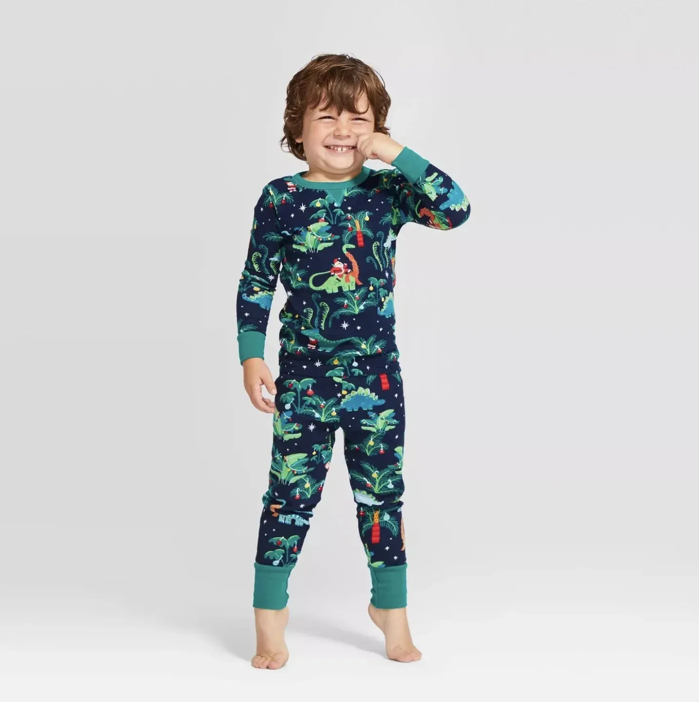 Family Christmas Matching Outfits 2023 Mother Father Kids Pajamas Set  Baby Dog Romper Dinosaur Print Sleepwear Xmas Family Look