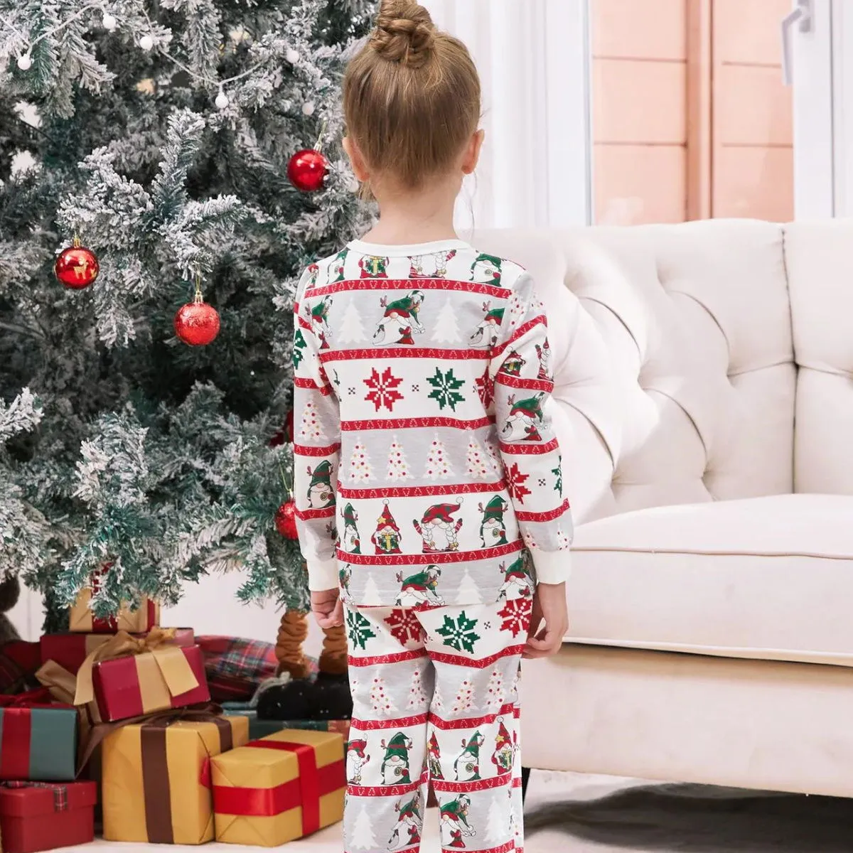 Family Christmas Pajamas Allover Gnomes Christmas Tree Pattern