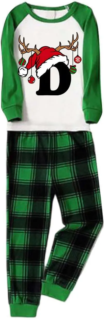 Family Christmas Pajamas Matching Sets Xmas Alphabet Pjs for Families 2025 Cute Long Sleeve Jammies Holi Sleepwear
