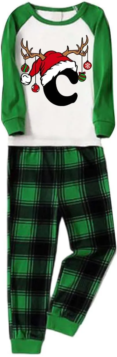 Family Christmas Pajamas Matching Sets Xmas Alphabet Pjs for Families 2025 Cute Long Sleeve Jammies Holi Sleepwear
