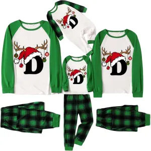 Family Christmas Pajamas Matching Sets Xmas Alphabet Pjs for Families 2025 Cute Long Sleeve Jammies Holi Sleepwear