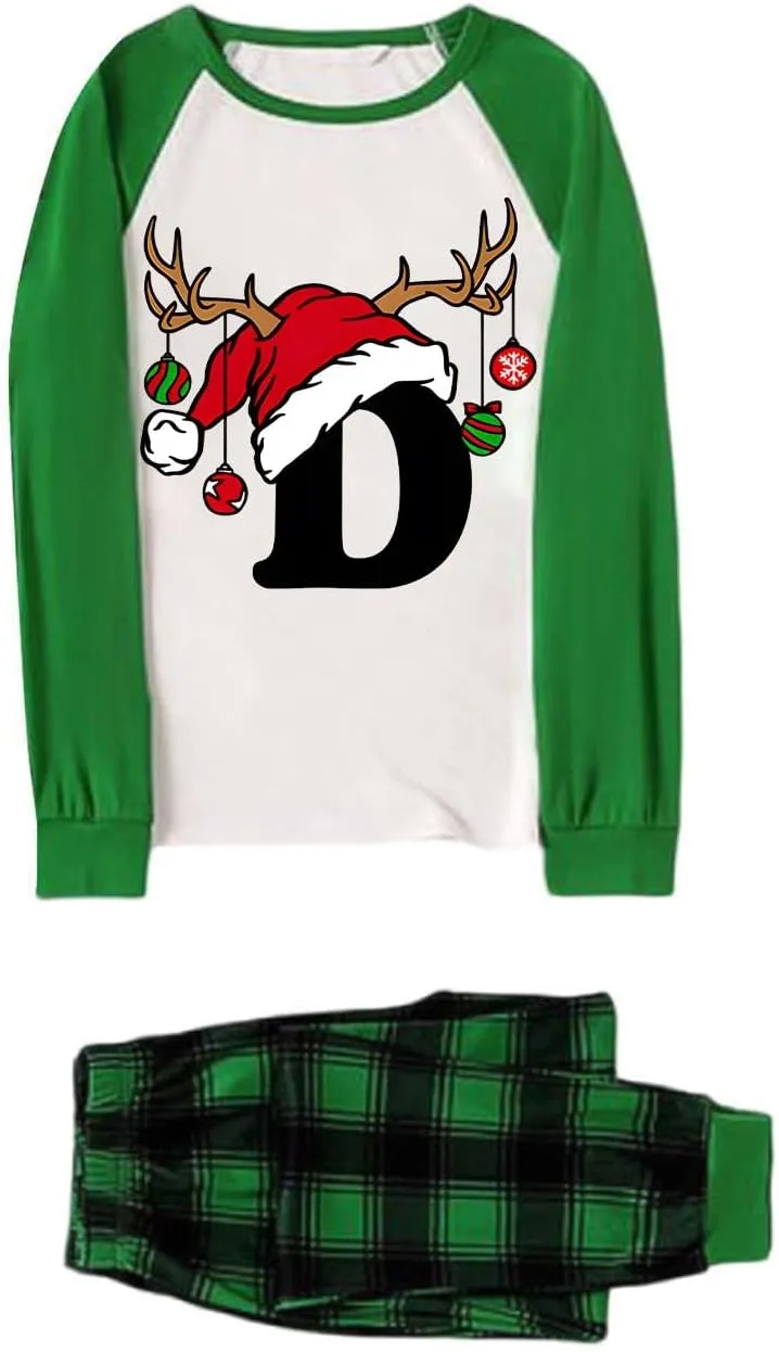 Family Christmas Pajamas Matching Sets Xmas Alphabet Pjs for Families 2025 Cute Long Sleeve Jammies Holi Sleepwear