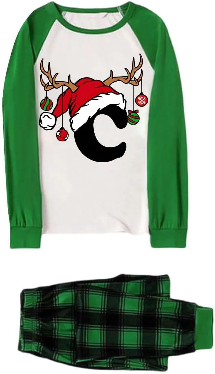 Family Christmas Pajamas Matching Sets Xmas Alphabet Pjs for Families 2025 Cute Long Sleeve Jammies Holi Sleepwear