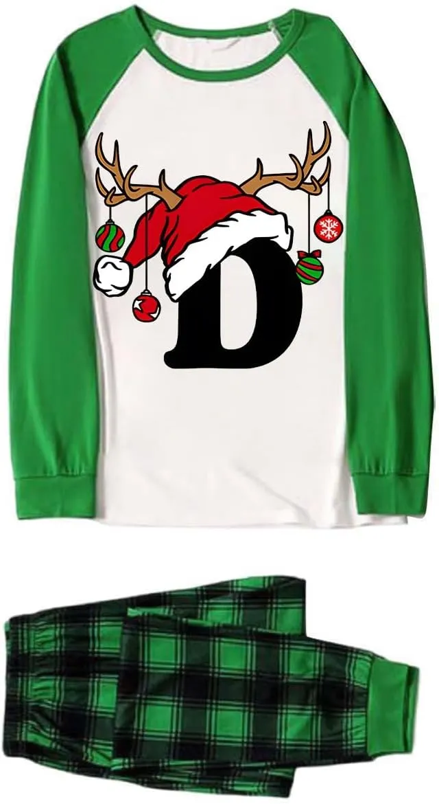 Family Christmas Pajamas Matching Sets Xmas Alphabet Pjs for Families 2025 Cute Long Sleeve Jammies Holi Sleepwear