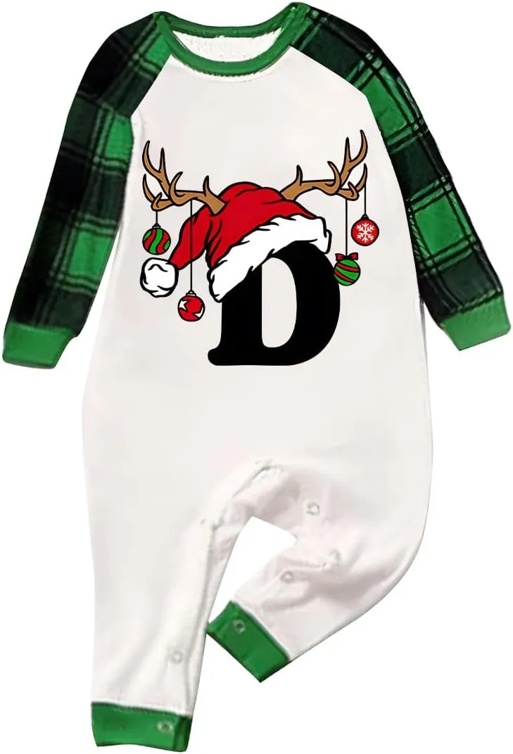 Family Christmas Pajamas Matching Sets Xmas Alphabet Pjs for Families 2025 Cute Long Sleeve Jammies Holi Sleepwear