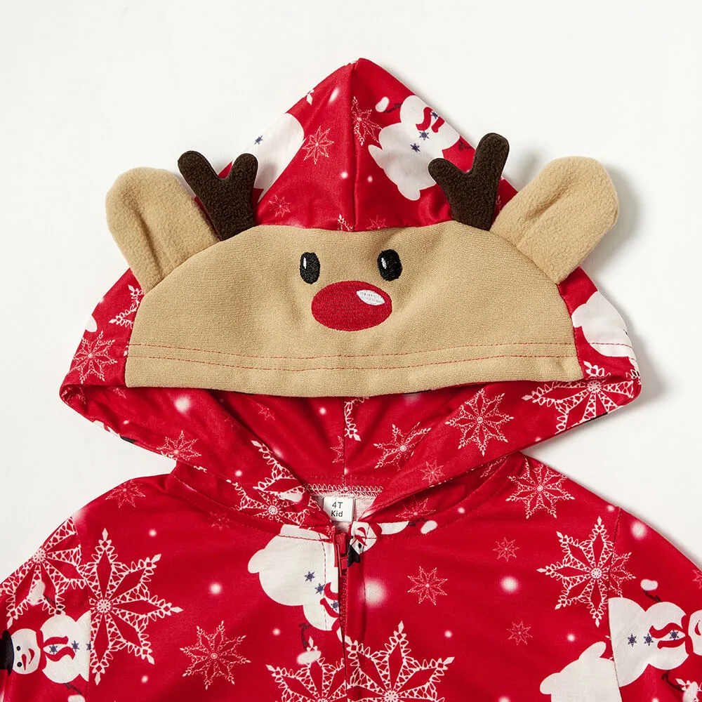 Family Matching Outfits Baby Kids Mom Dad Hooded Pajamas Suit