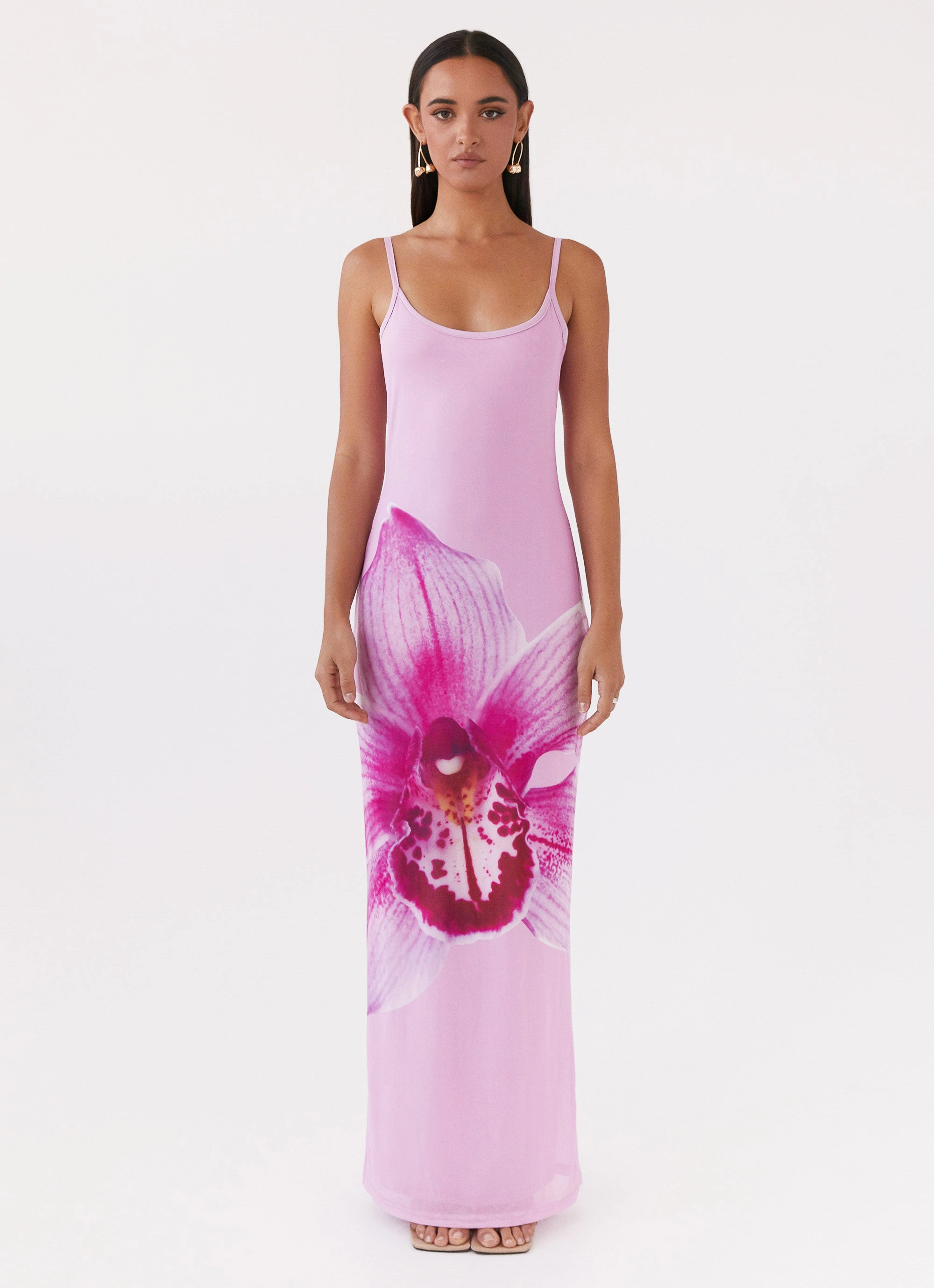 Open Back Kimono-Sleeve Bad News Mesh Maxi Dress - Pink Magnolia