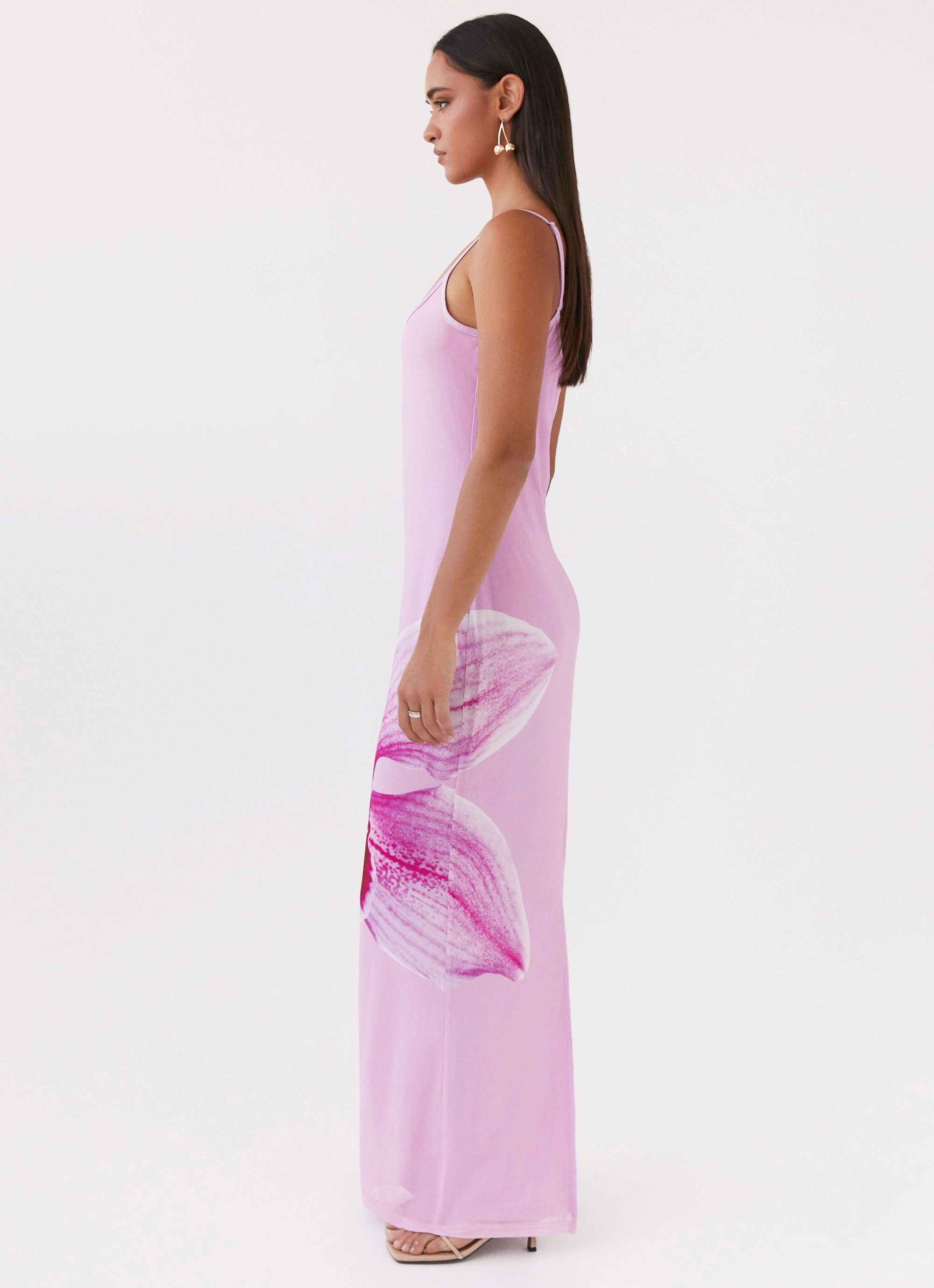Mood Look Work Ease Bad News Mesh Maxi Dress - Pink Magnolia