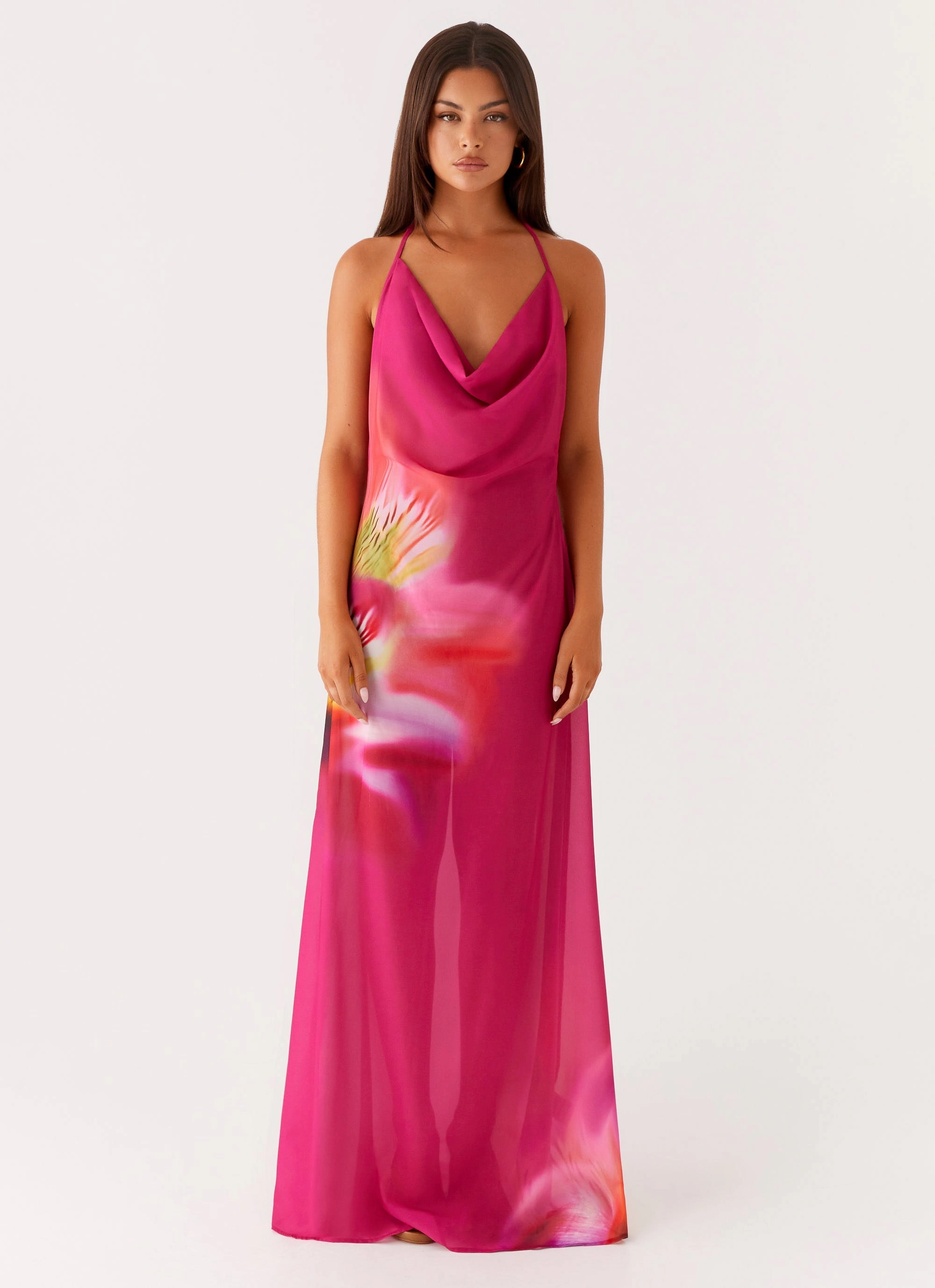 Fantasy Maxi Dress - Pink Tropical Soft Mesh