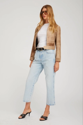 Farah Cropped Slim Boyfriend Denim Reversible design Soft and Cozy