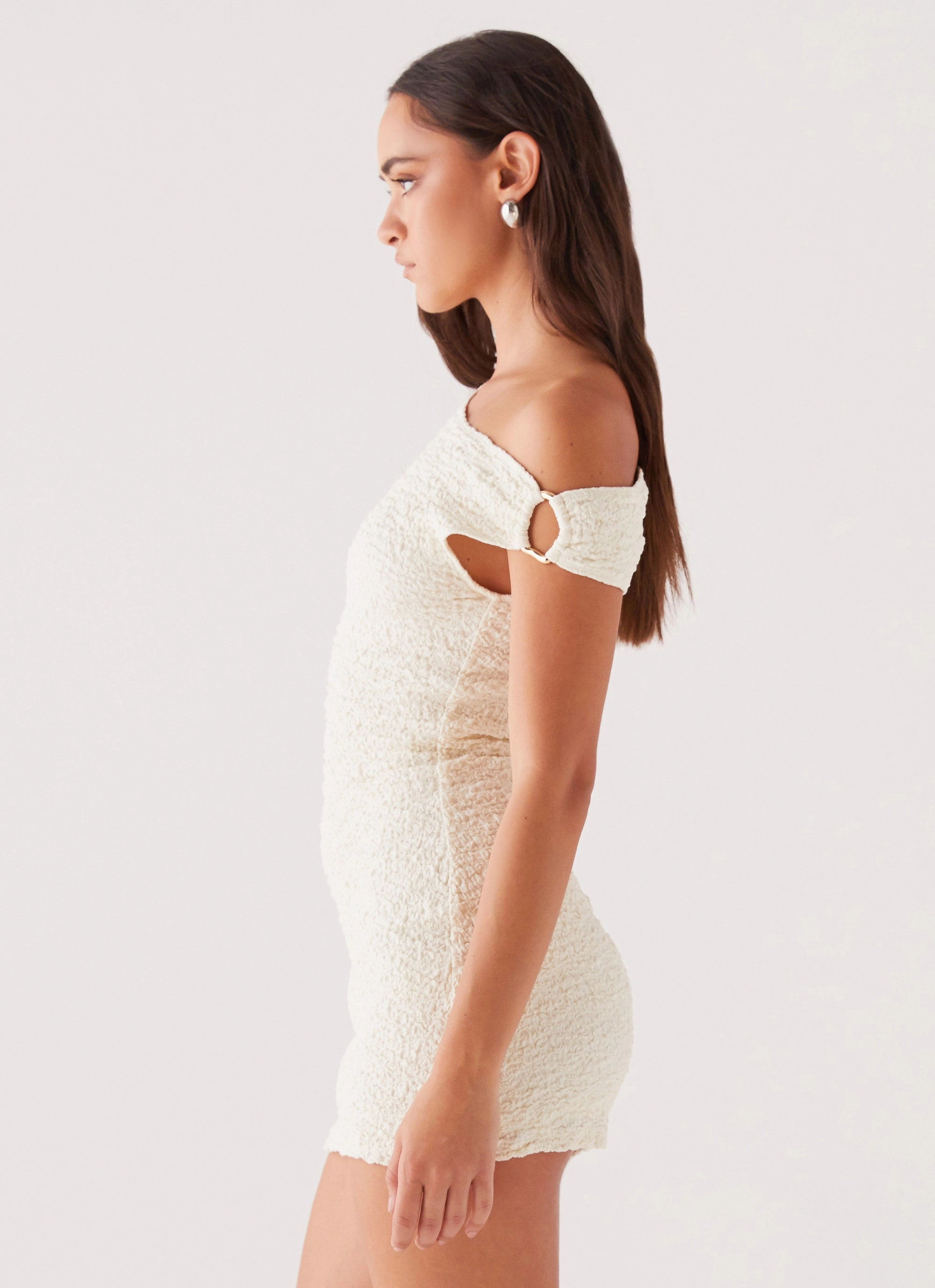 Farah Off Shoulder Mini Dress - White Easy and Effortless