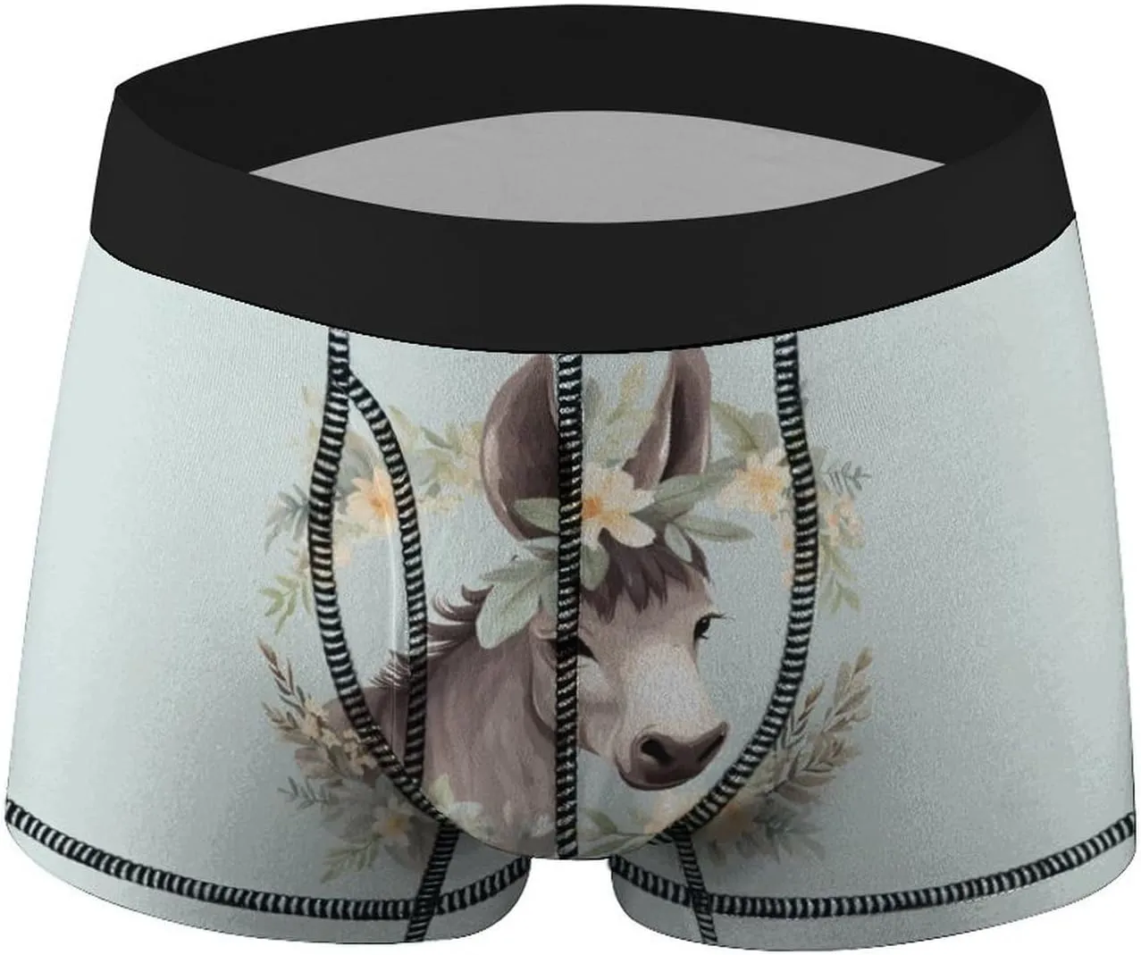 Farmhouse Donkey Flowers Mens Boxer Brief Funny Underwear Trunks Breathable Soft Printed Shorts