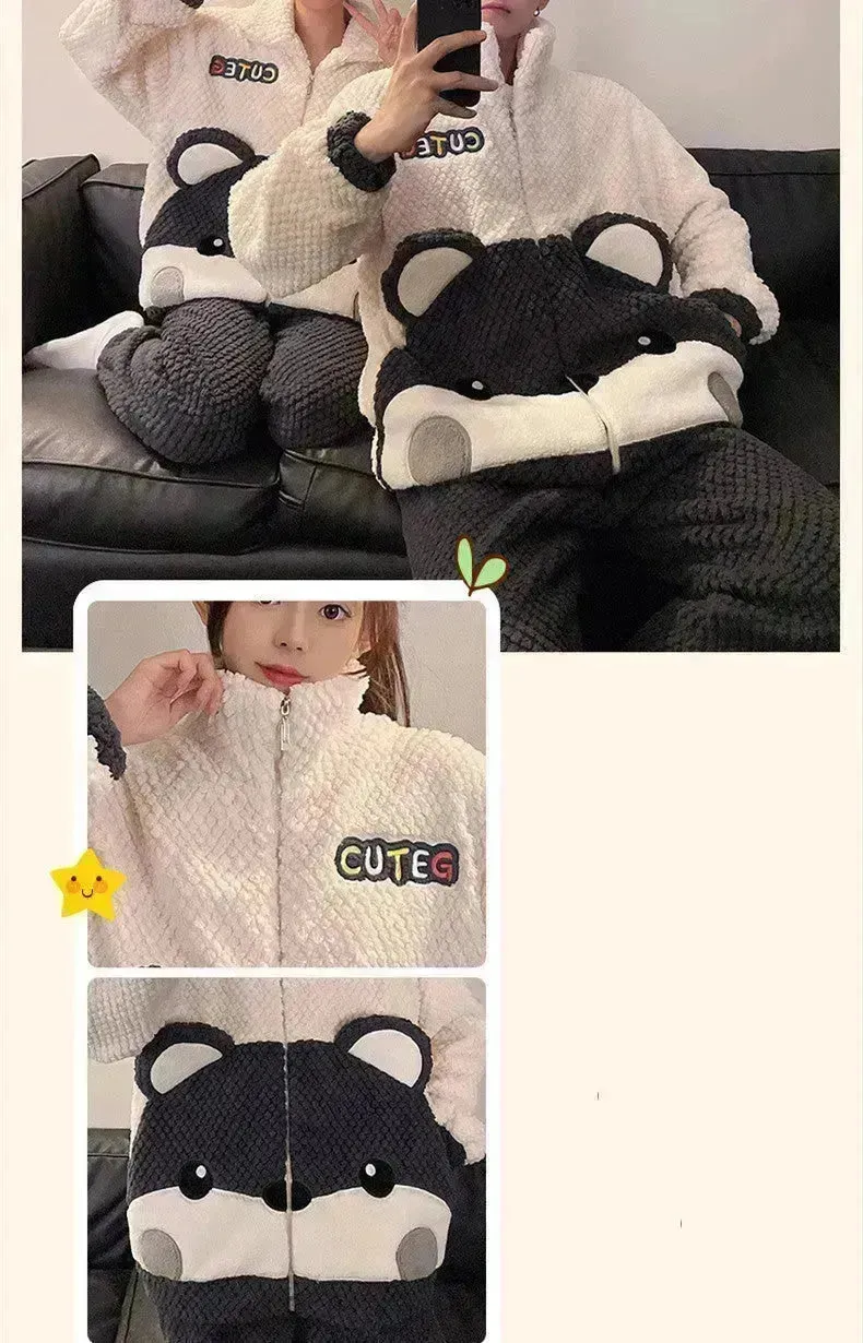 Fashion Casual Embossed Velvet Couple Pajamas