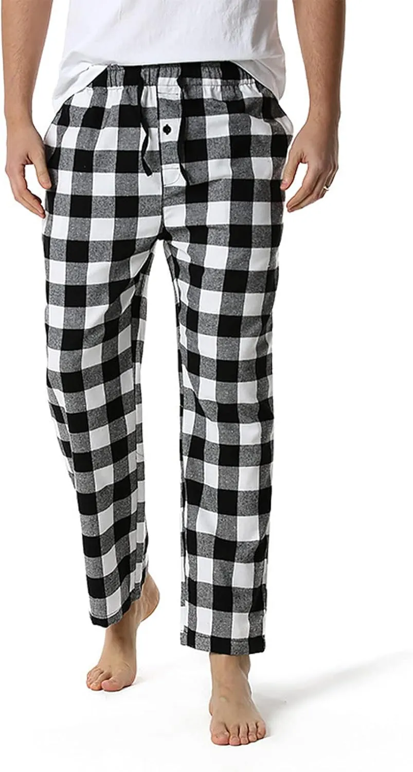 Fashion Men's Casual Plaid Loose Sport Plaid Pajama Pants Trousers