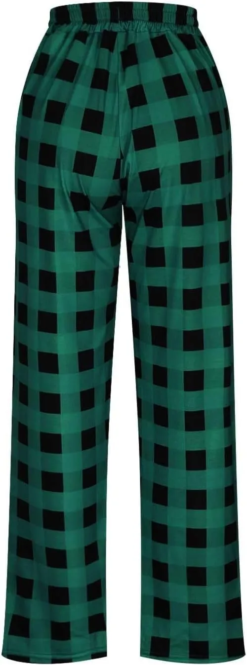 Fashion Men's Casual Plaid Loose Sport Plaid Pajama Pants Trousers
