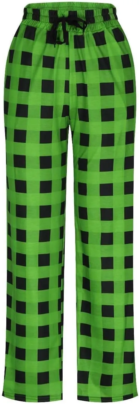 Fashion Men's Casual Plaid Loose Sport Plaid Pajama Pants Trousers