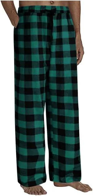 Fashion Men's Casual Plaid Loose Sport Plaid Pajama Pants Trousers