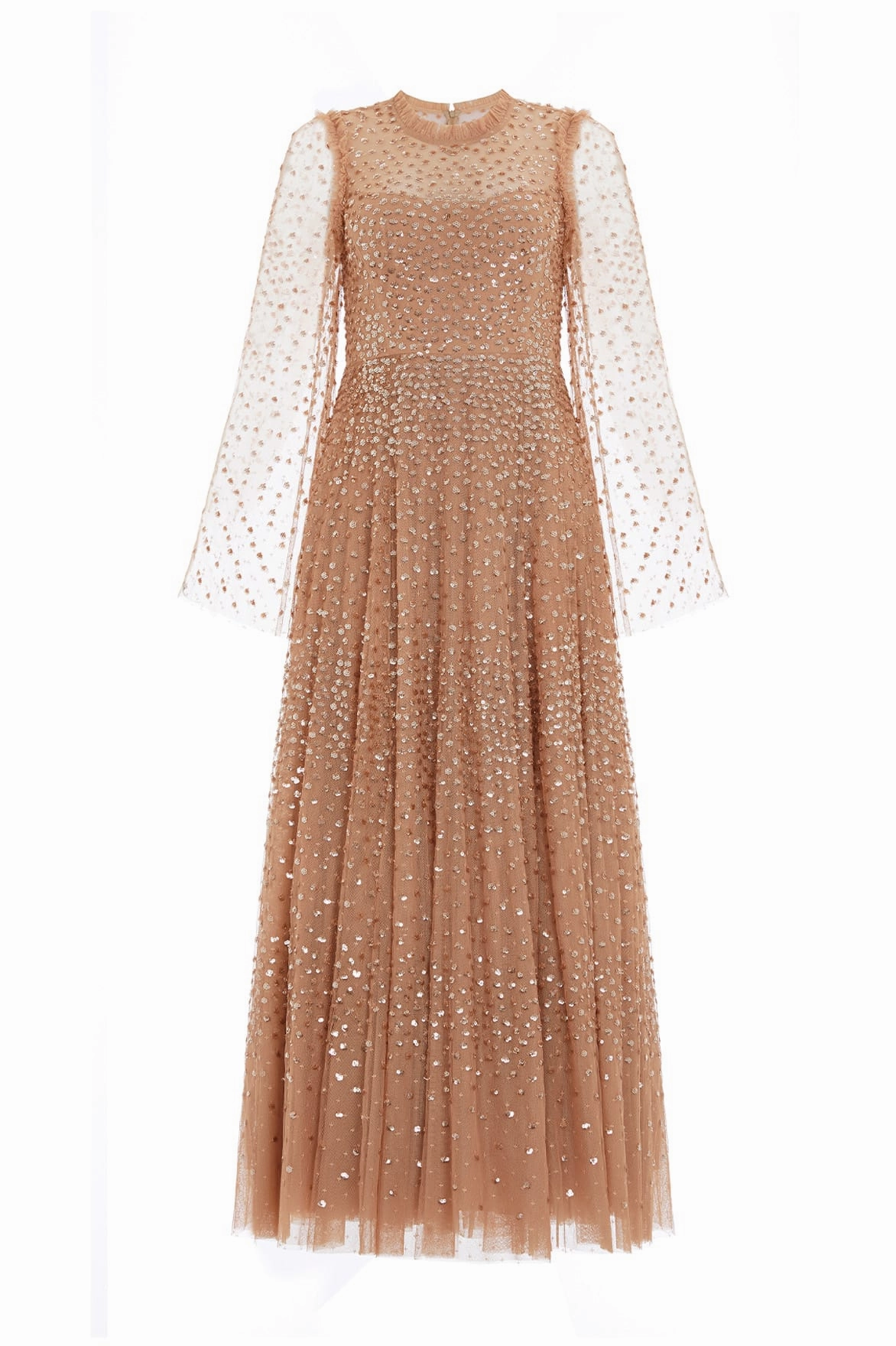 Scatter Dot Round Neck Ankle Gown Fall Silhouette Travel Staple