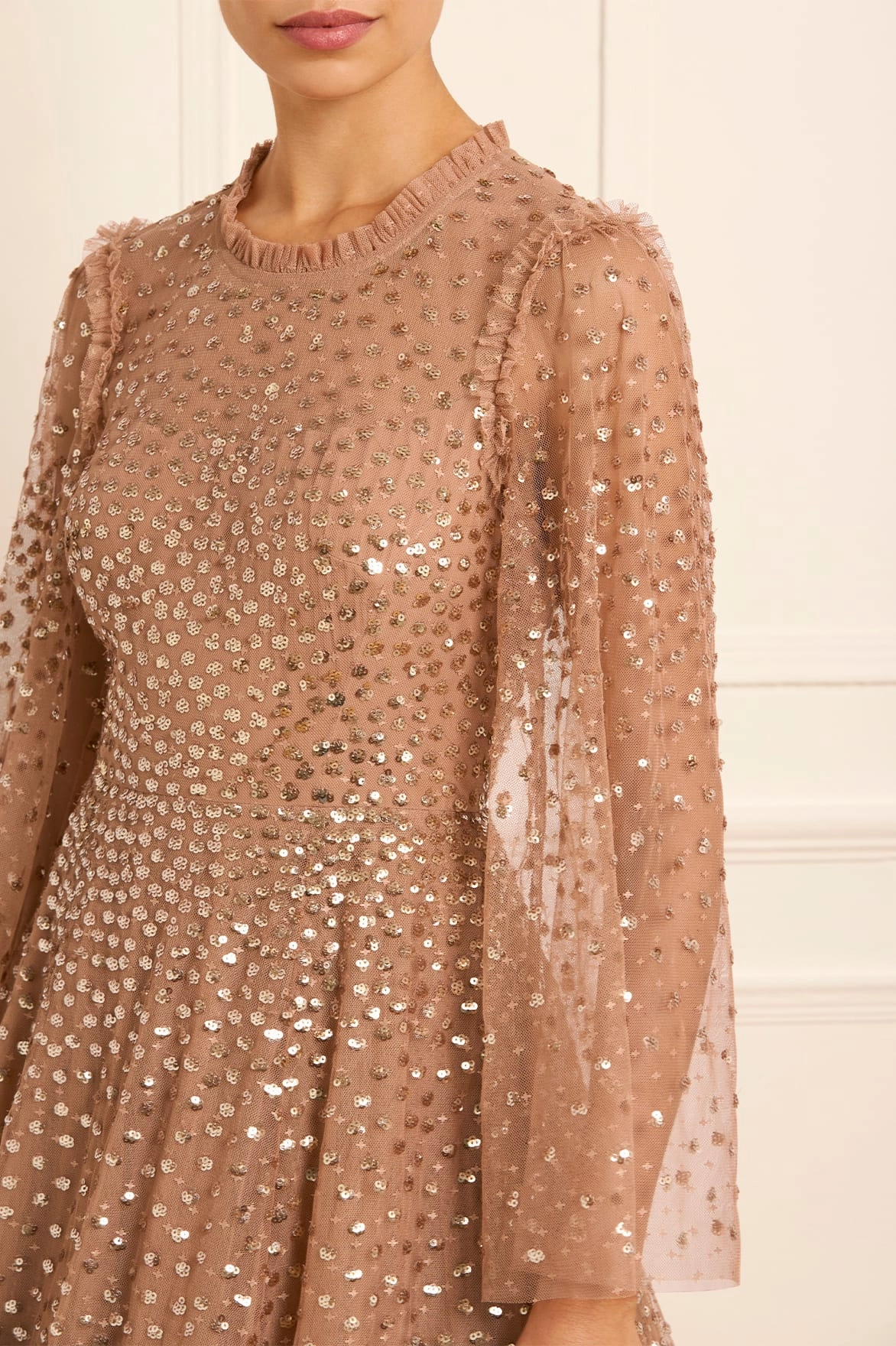 Scatter Dot Round Neck Ankle Gown Picture Perfect