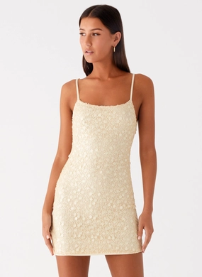 Danali Mini Dress - Yellow Romantic-Style