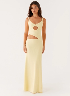 Romantic Hour Bold Design Jocelyn Maxi Dress - Yellow