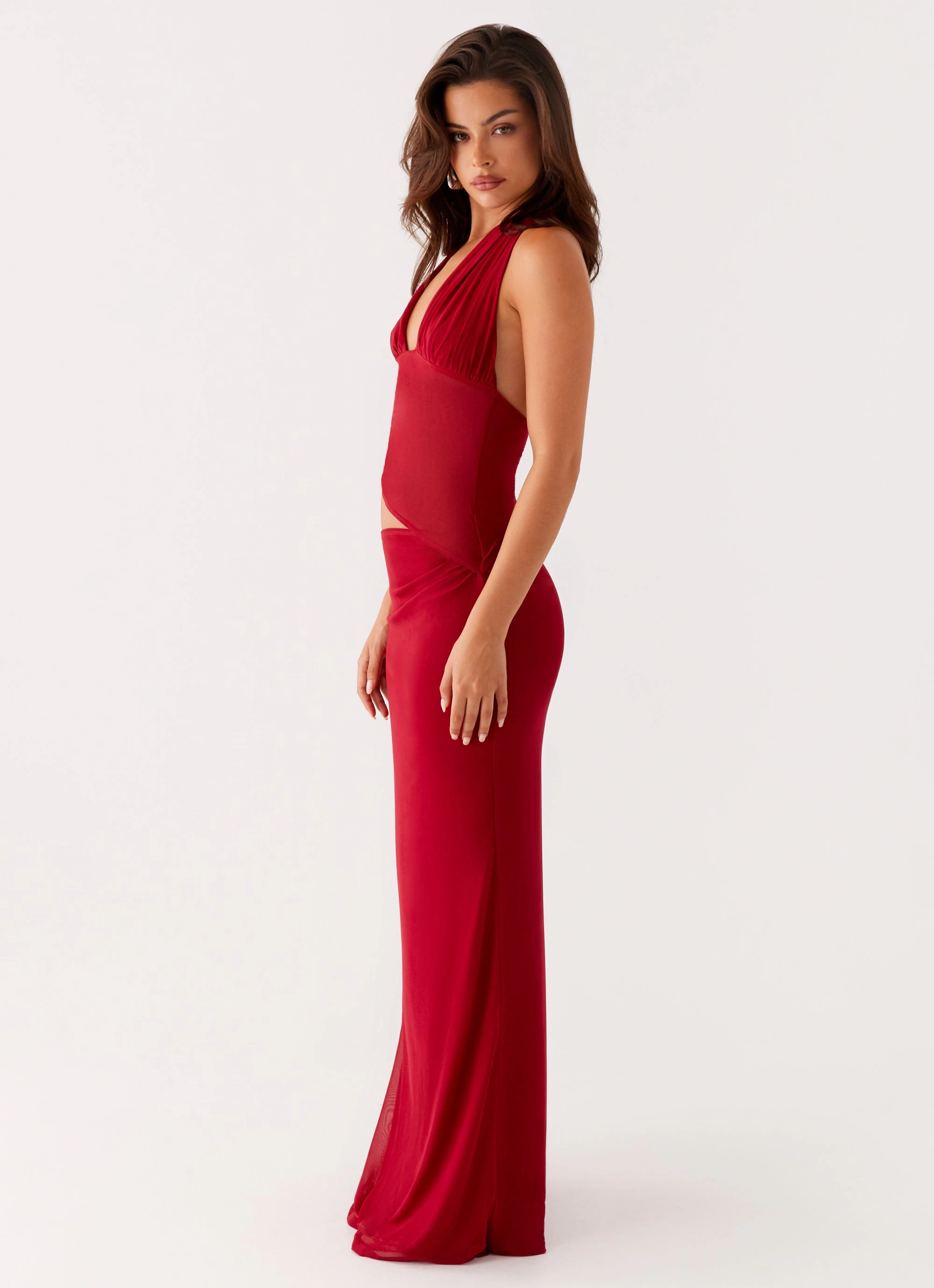 Relaxed fit wear Main Act Halter Maxi Dress - Raspberry