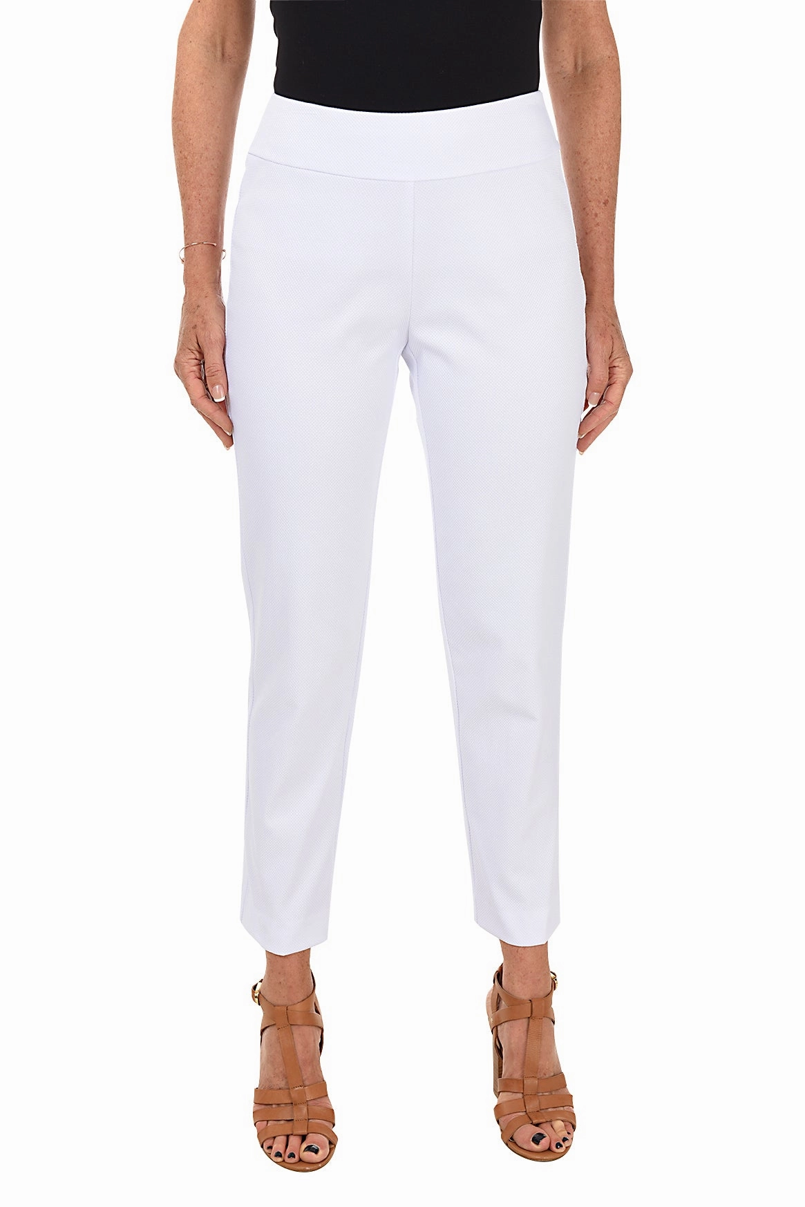 Textured Pique Pull-On Ankle Pant ReinforcedHemline Non Clip