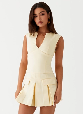 Cassia Mini Dress - Yellow Feminine Comfort