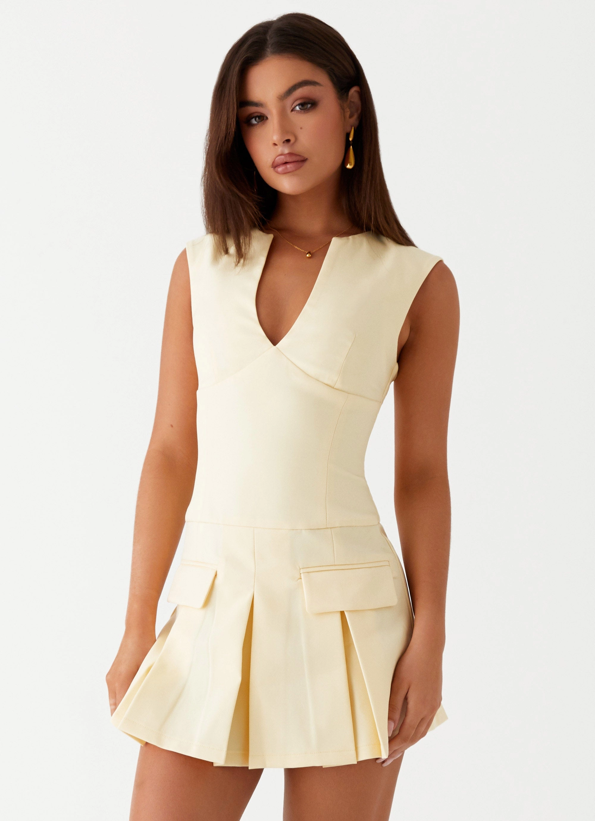 Cassia Mini Dress - Yellow Feminine Comfort