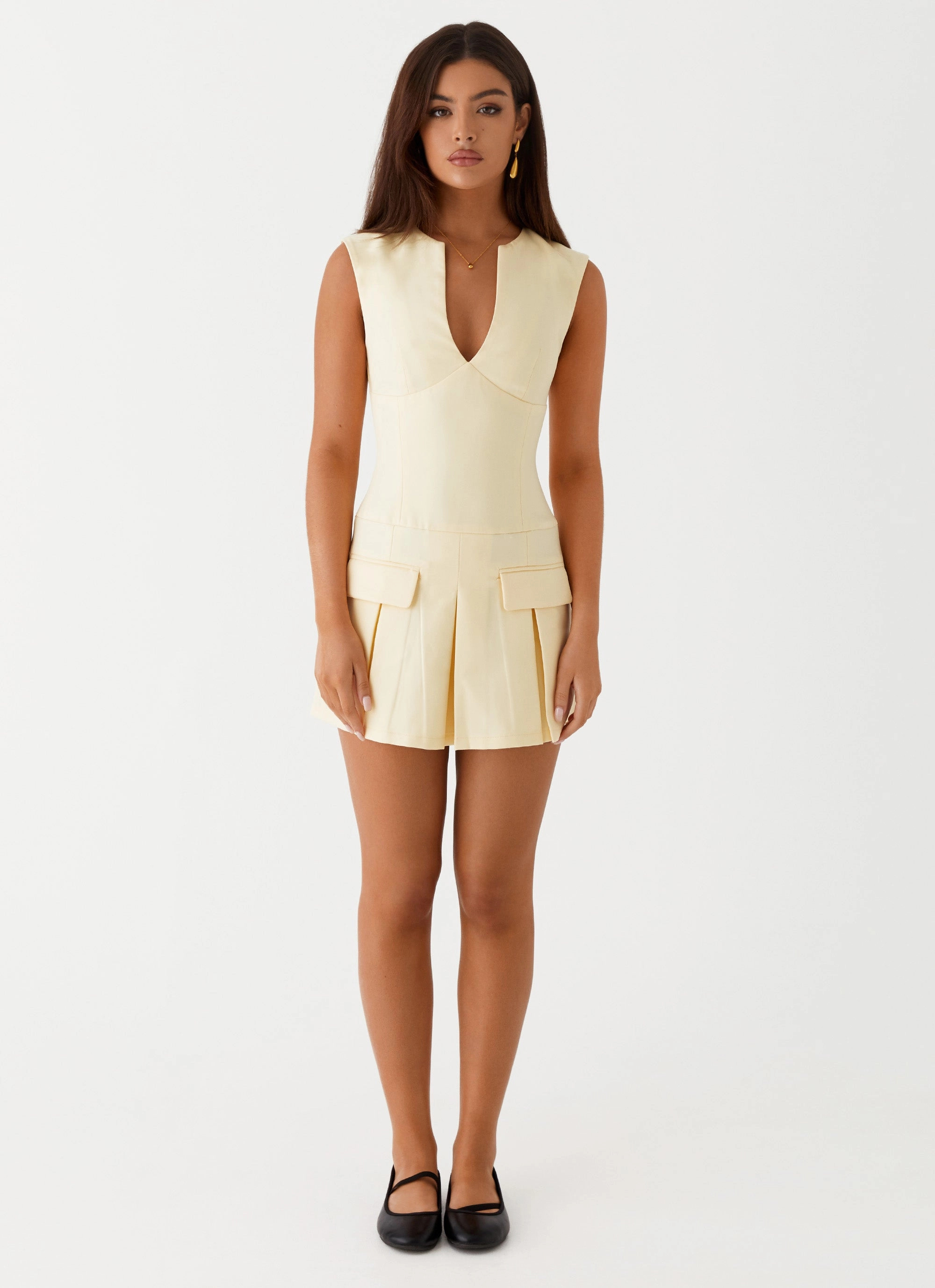 Cassia Mini Dress - Yellow Breathable-Lining Classic and Modern
