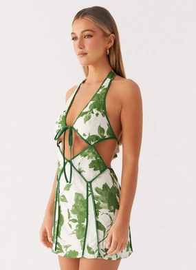 Sculpted Form Sonnet Mini Dress - Verdant Bloom
