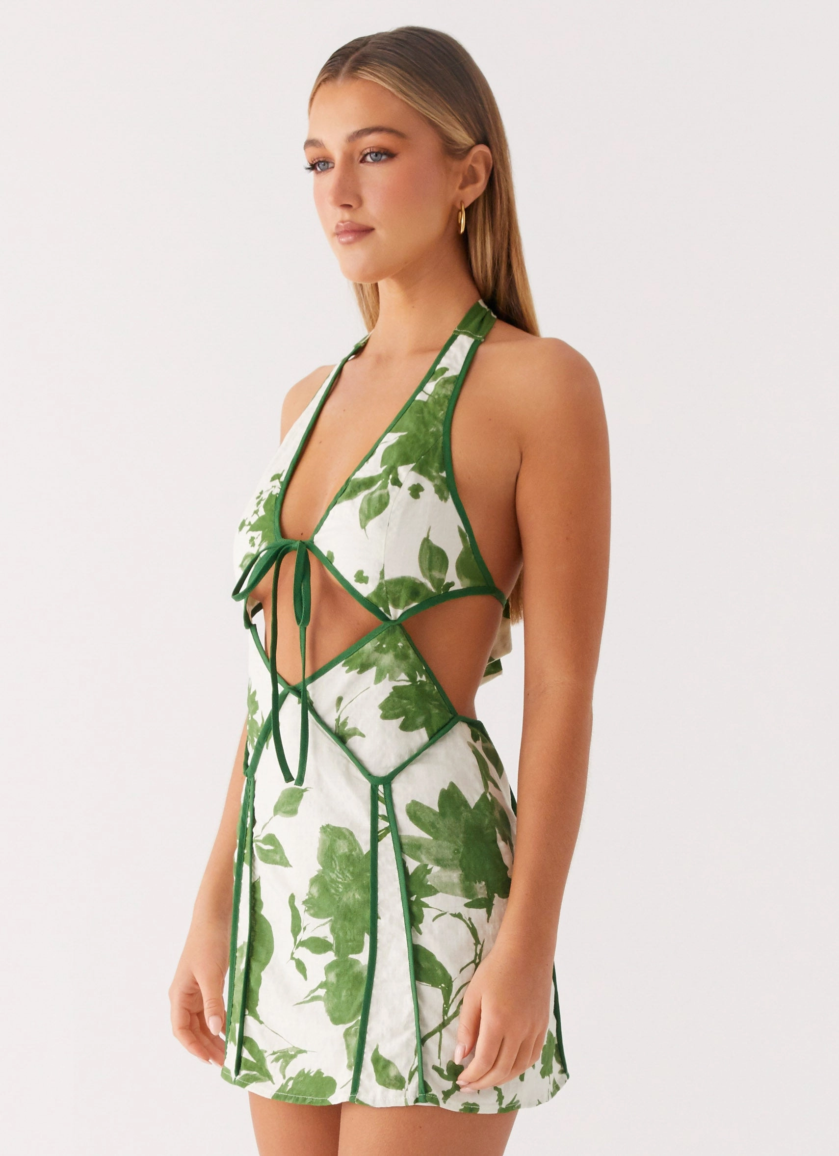 Sculpted Form Sonnet Mini Dress - Verdant Bloom