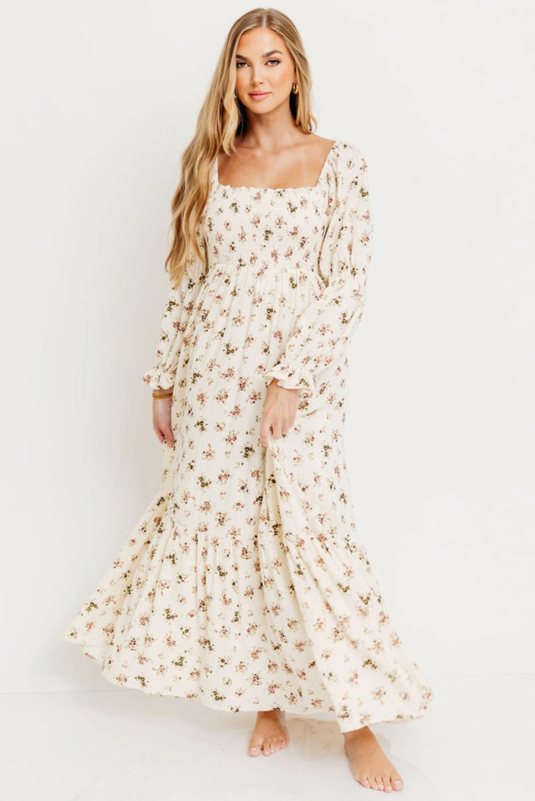 Emerson Maxi Dress with Long Sleeves in Ivory NonSlipClosure