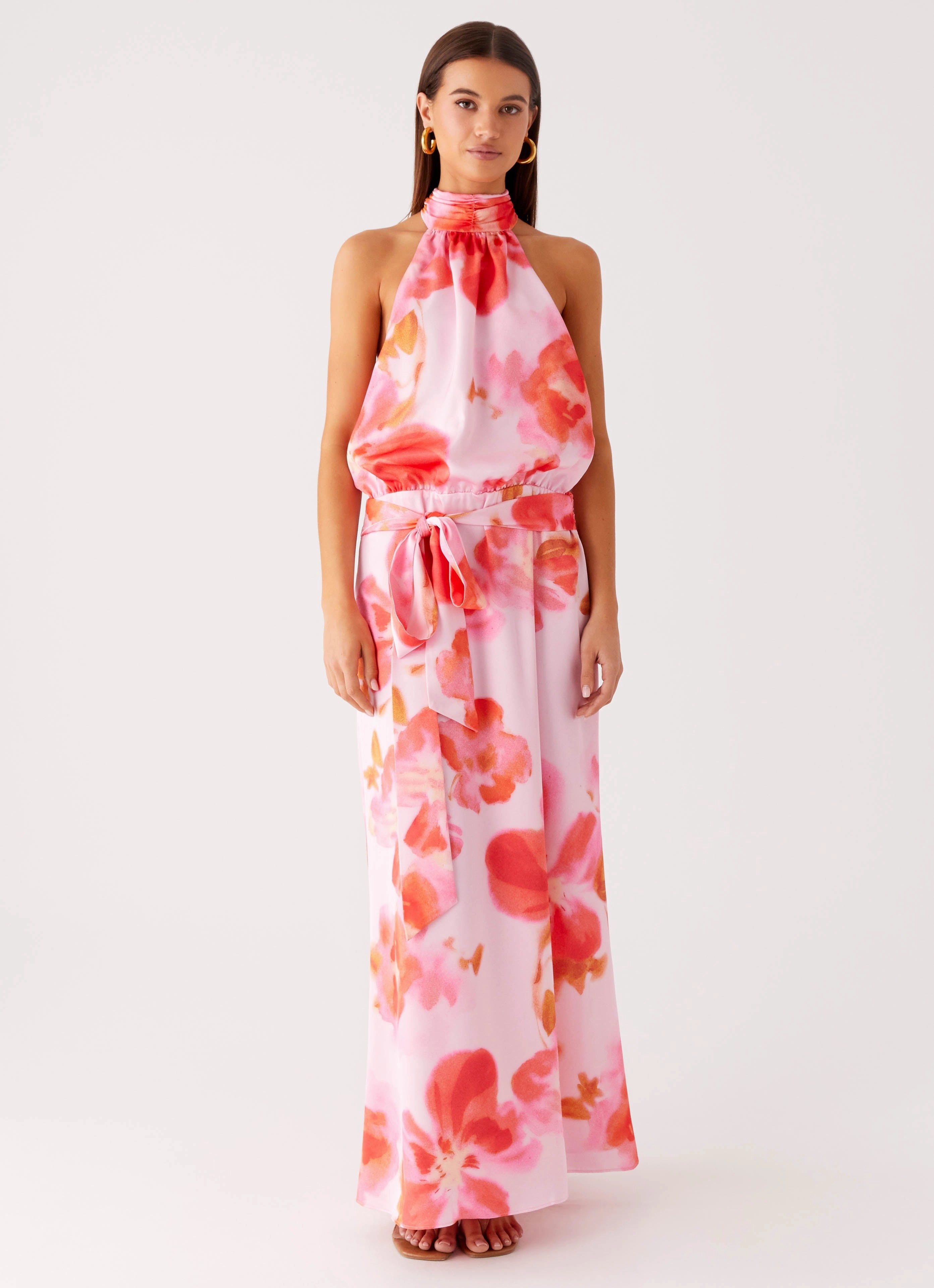 Diablo Backless Maxi Dress - Blushing Blossom Flowy summer gown Versatile Cut