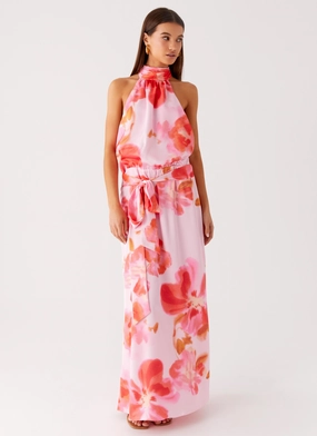 Grab Quick Diablo Backless Maxi Dress - Blushing Blossom