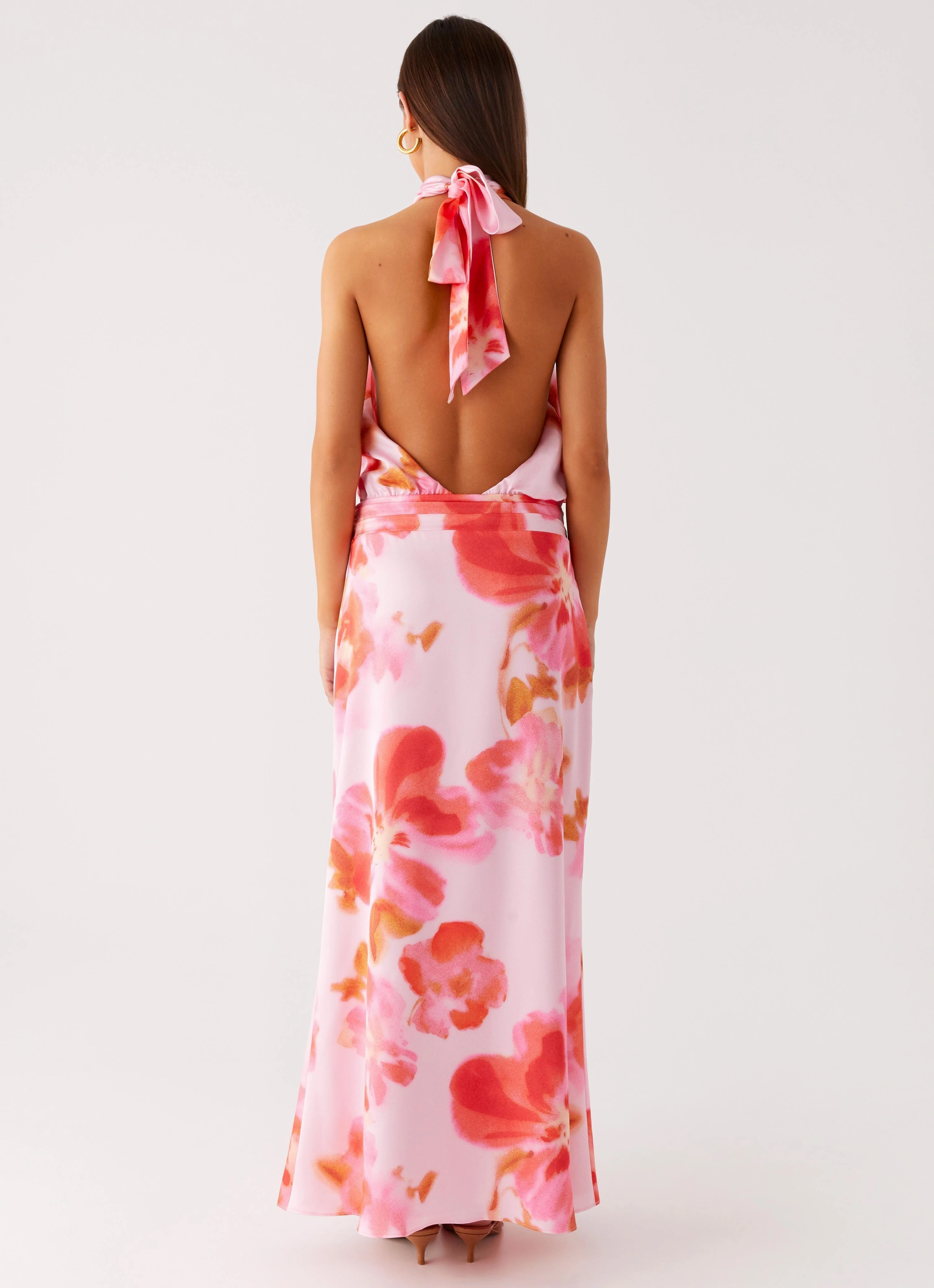 Stylish Appearance Diablo Backless Maxi Dress - Blushing Blossom