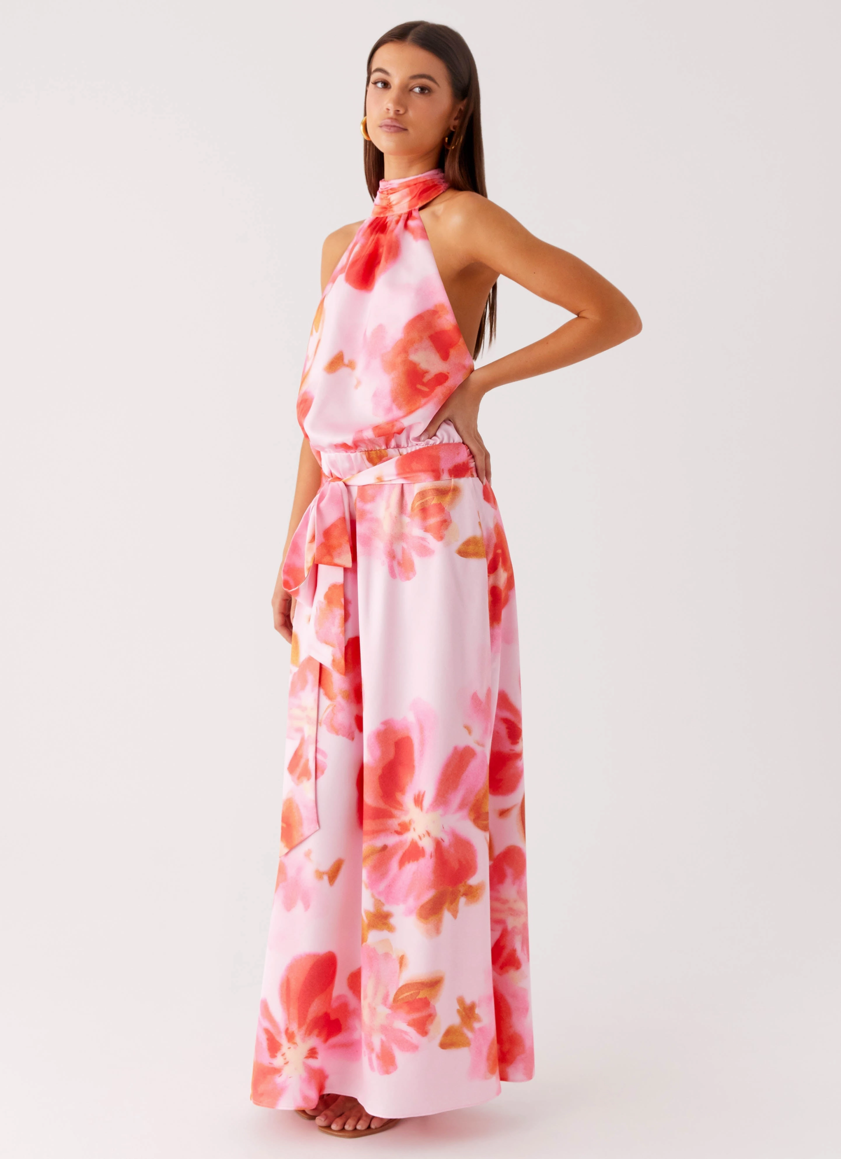 Diablo Backless Maxi Dress - Blushing Blossom Daily Ready Dreamy Layers