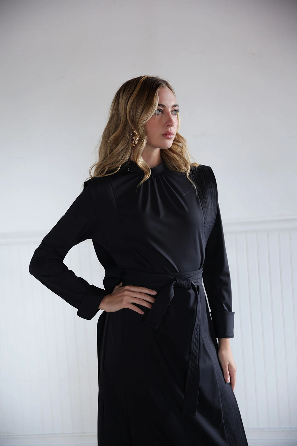 Issa Belted Midi Dress Peplum-Style